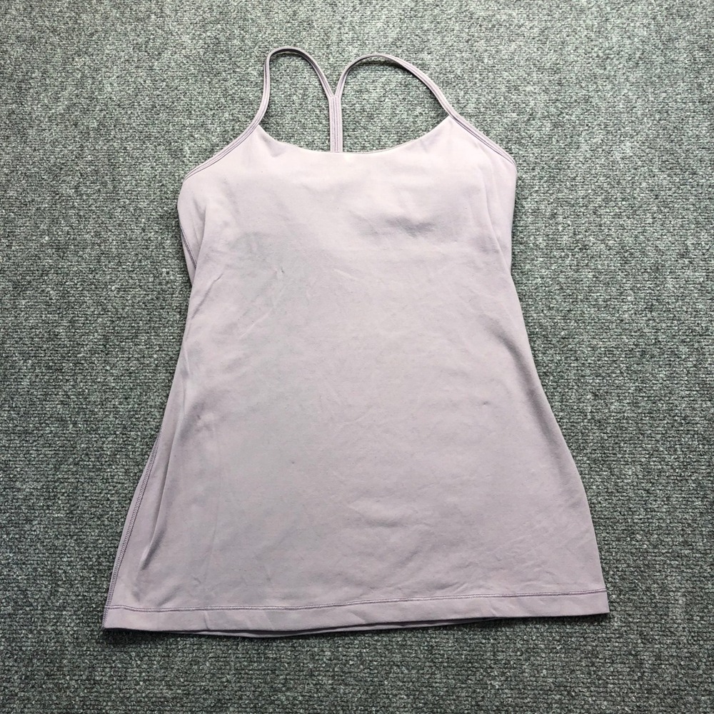 Lululemon Power Y Tank Top Lavender Purple Racerback Shelf Bra Size 8